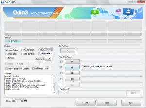 Odin v3.09 configured to install Ni2 firmware.