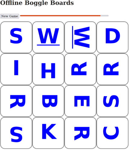 Easy way to play Boggle on a flight